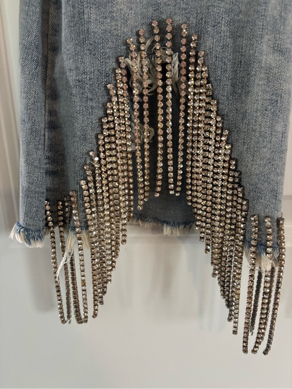 cropped flares with rhinestone fringe trim - Picture 4 of 10